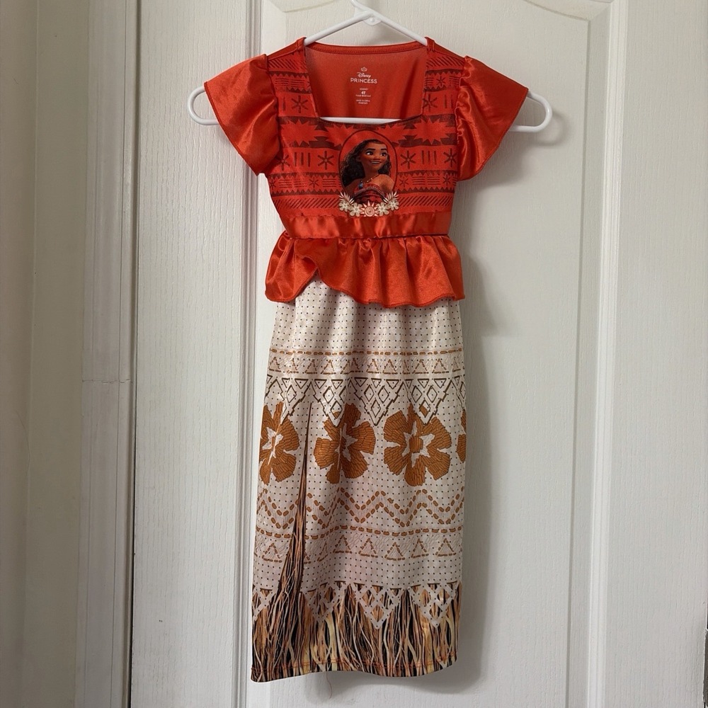 Disney Princess Moana Fantasy Costume Nightgown Gown Pajamas Island Size 4T